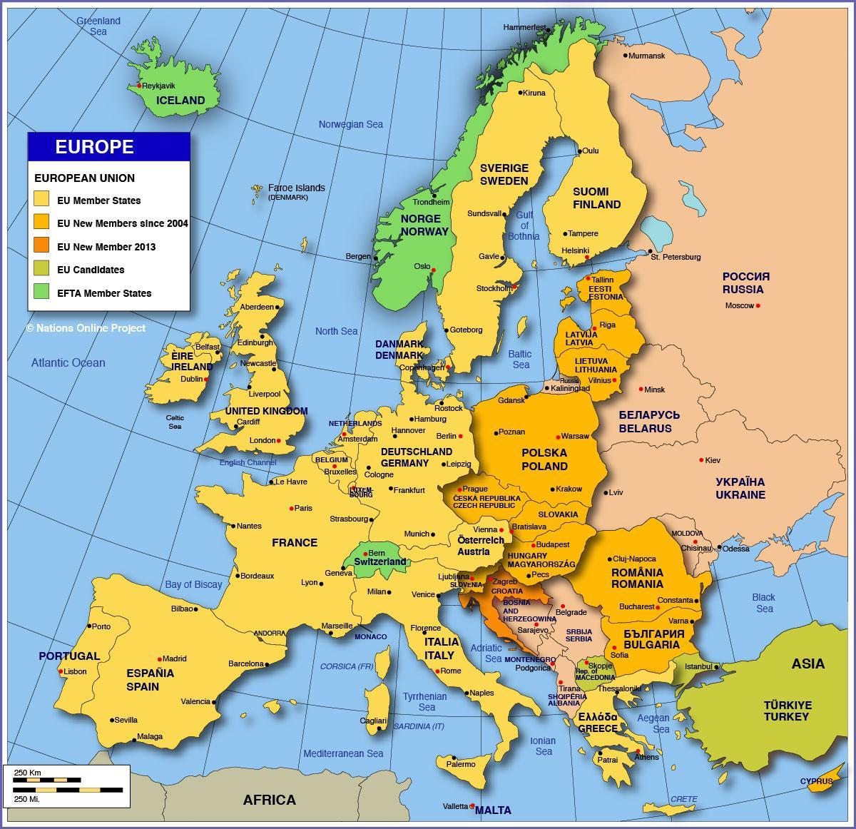 Moskva på kartan över europa