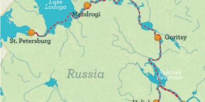 Karta över St Petersburg till Moskva kryssning