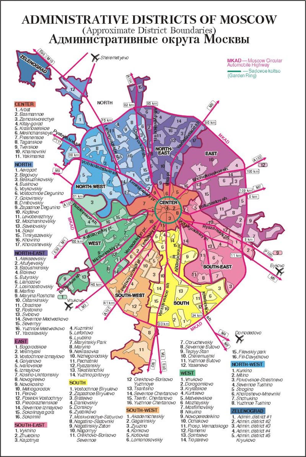karta över Moskva arrondissementet