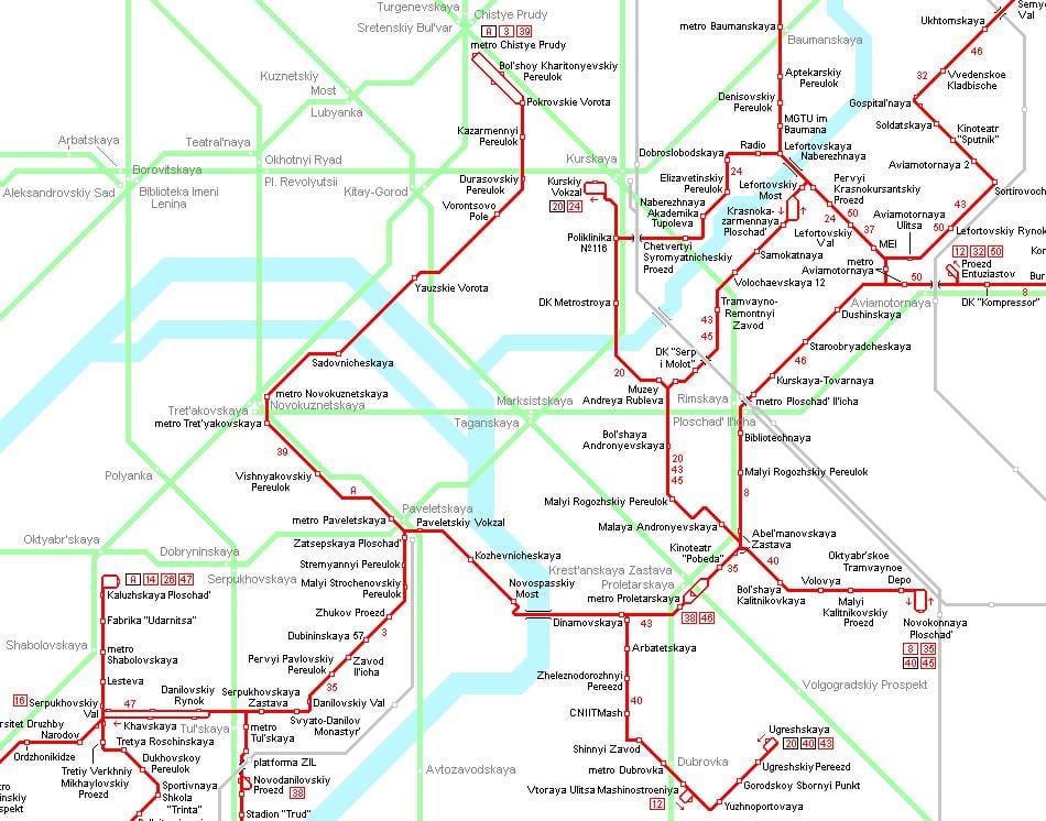 karta över Moskva spårvagn