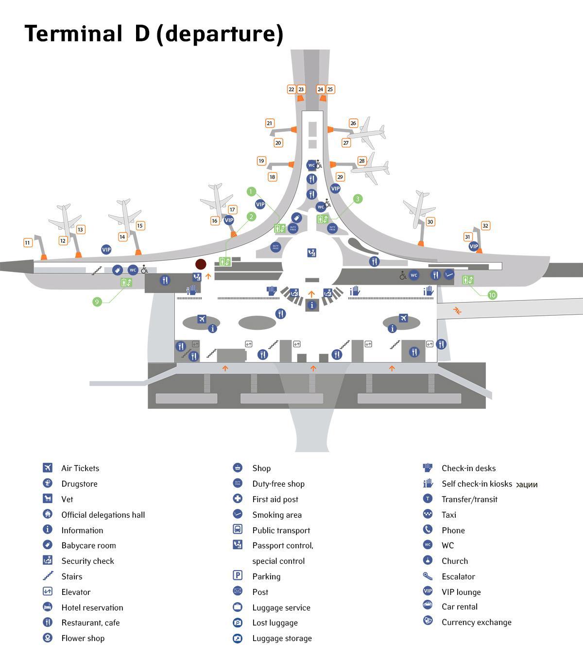 Sheremetyevo flygplats och karta terminal d