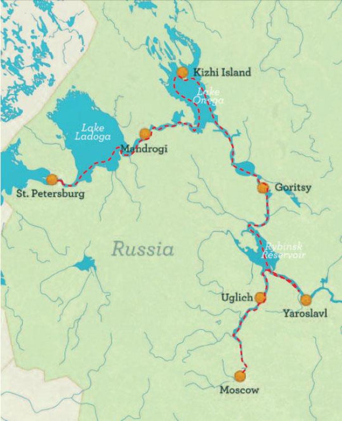 karta över St Petersburg till Moskva kryssning